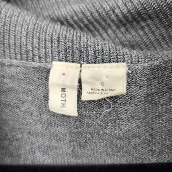 Anthropologie Moth Women's Gray Funnel Neck Tie Sleeve Detail Sweater Size Small - Picture 3 of 6